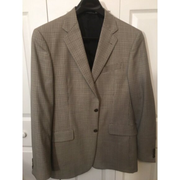 Joseph Abboud Men’s Sz 44 Plaid THIN STRIPPED BROWN BLACK Sport‎ JACKET Wool - Picture 3 of 6